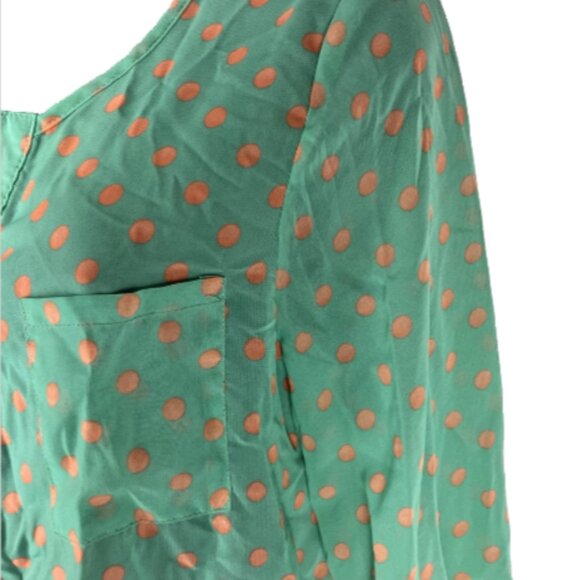 Moon Collection Large Sheer Polka Dot Multi Color 3/4 Sleeve Blouse w/pockets - Picture 14 of 16